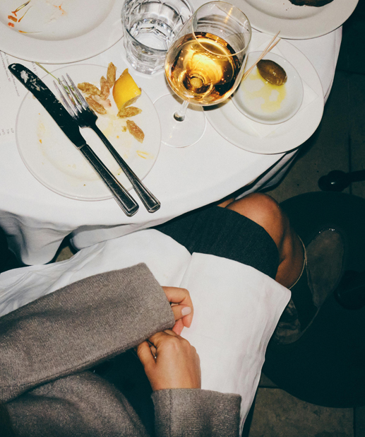 Food and table.